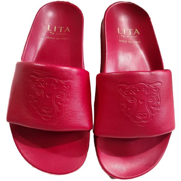 Lita by Ciara Italian Leather Slides size 37/6 New - Picture 3 of 6